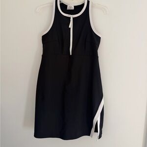 SAGE -Black Sleeveless Zip-Front Sporty Dress/ shorts with White Trim